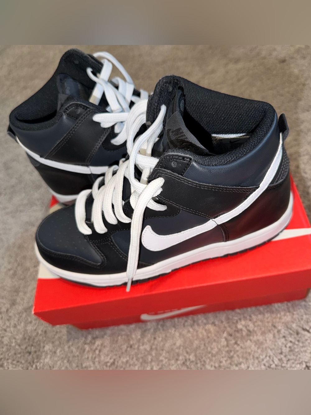 Nike Dunk Black/White High-Top Sneakers 5Y
